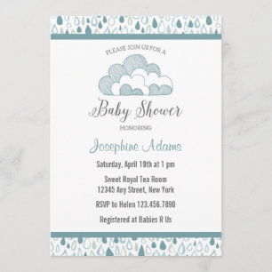 Invitación a Baby Shower Raindrop