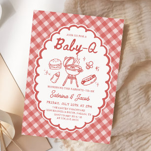 Invitación a baby shower Red Barbecue Baby-Q