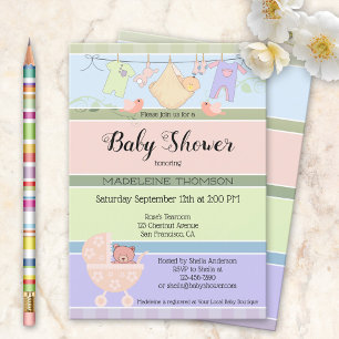 Invitación a Baby Shower reproducida por Pastel St