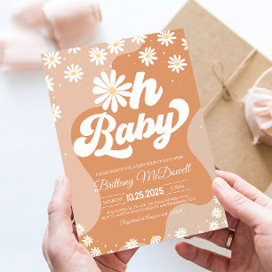 Invitación a Baby Shower Retro Bohemio Hippie Groo