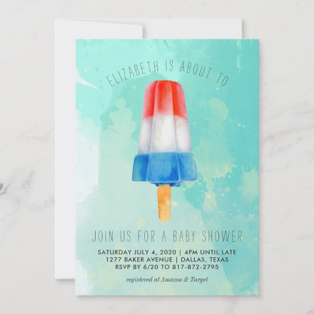 Invitación a Baby Shower Retro Popsicle (Anverso)