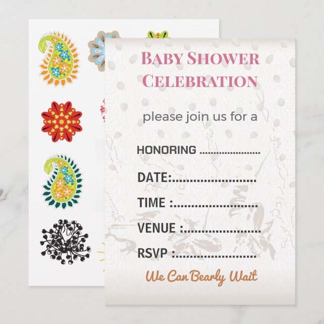 Invitación a Baby Shower Revelación de Género | Mo (Anverso / Reverso)