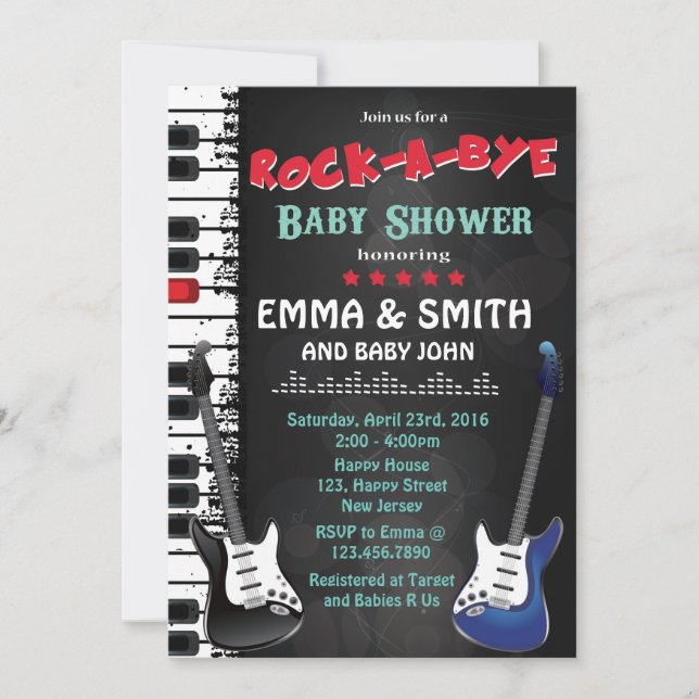Invitación a Baby Shower Rock-A-Bye (Anverso)