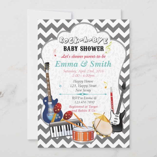 Invitación a Baby Shower Rock-A-Bye (Anverso)