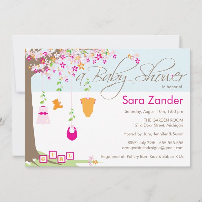 Invitación a Baby Shower - Ropa de bebé (Anverso)