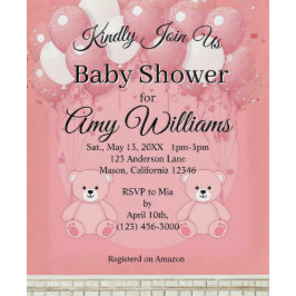 Invitación a baby shower rosa