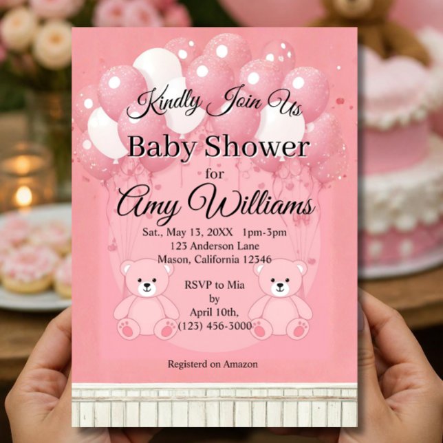 Invitación a baby shower rosa (Subido por el creador)