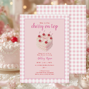 Invitación a Baby Shower rosa de Cherry on Top Cak