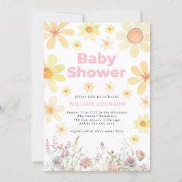 Invitación a Baby Shower rosa de Chica de marea ac