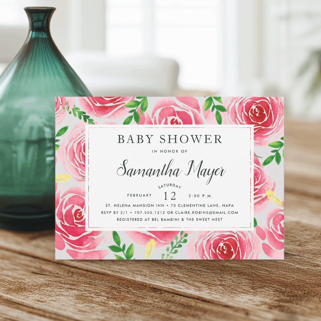 Invitación a Baby Shower Rosa de Provenza (Subido por el creador)