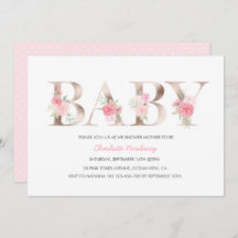 Invitación a Baby Shower Rosa dorado