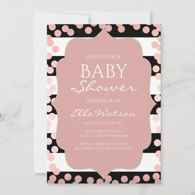 Invitación a Baby Shower Rosa Gold (Anverso)