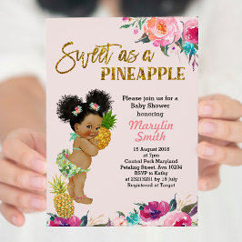 Invitación a Baby Shower Rosa Gold Pineapple