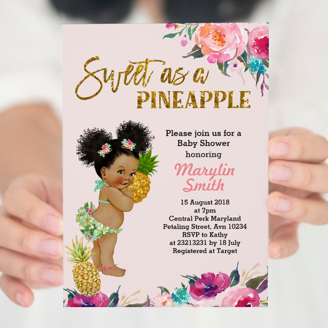 Invitación a Baby Shower Rosa Gold Pineapple (Subido por el creador)