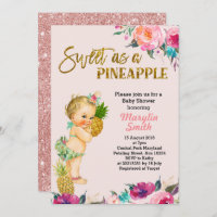Invitación a Baby Shower Rosa Gold Pineapple
