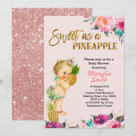 Invitación a Baby Shower Rosa Gold Pineapple