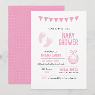Invitación a Baby Shower rosa moderno chica