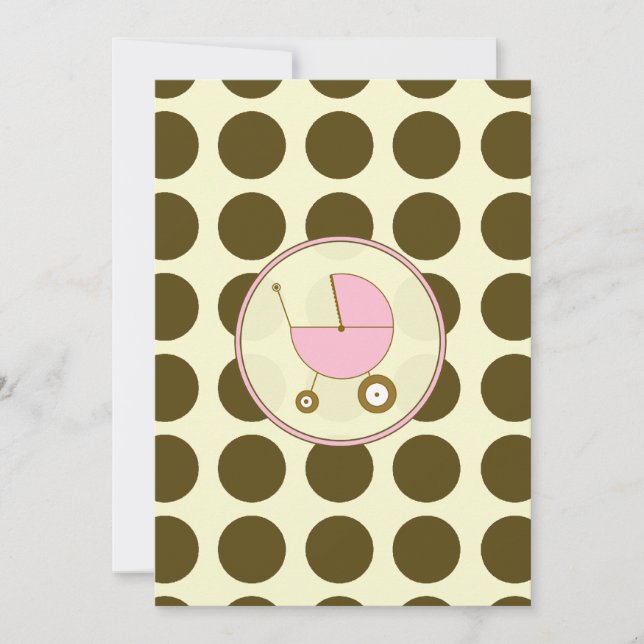 Invitación a Baby Shower rosa y marrón (Anverso)