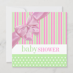 Invitación a Baby Shower rosa y verde