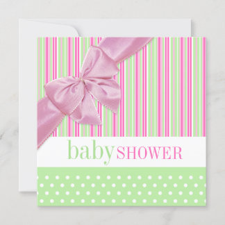 Invitación a Baby Shower rosa y verde