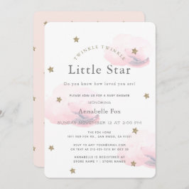 Invitación a Baby Shower rosada de estrella pequeñ