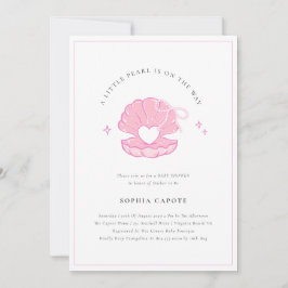 Invitación a Baby Shower rosada de la pequeña niña