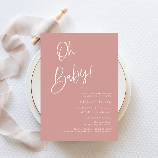 Invitación a Baby Shower rosada/ Rosa (Subido por el creador)
