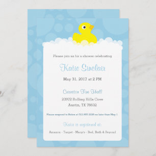 Invitación a Baby Shower Rubber Ducky - Azul