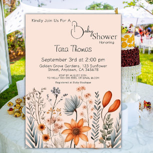 Invitación a Baby Shower Rustic Boho Wildflower