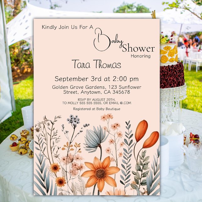 Invitación a Baby Shower Rustic Boho Wildflower (Subido por el creador)