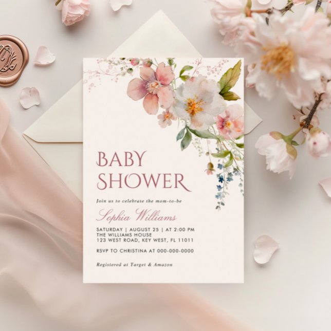 Invitación a Baby Shower Rustic Wildflowers (Subido por el creador)