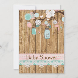 Invitación a Baby Shower Rustic Wood and Lace