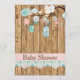 Invitación a Baby Shower Rustic Wood and Lace