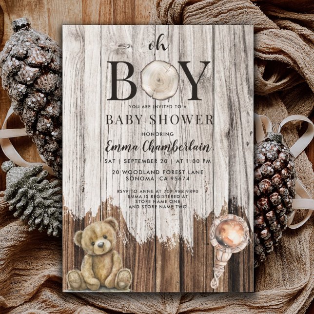 Invitación a Baby Shower Rustic Wood Boy (Subido por el creador)