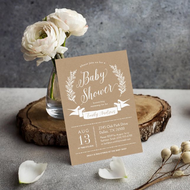 Invitación a Baby Shower Rústica dulce (Subido por el creador)