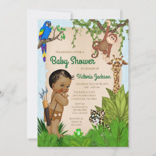 Invitación a baby shower safari de niño