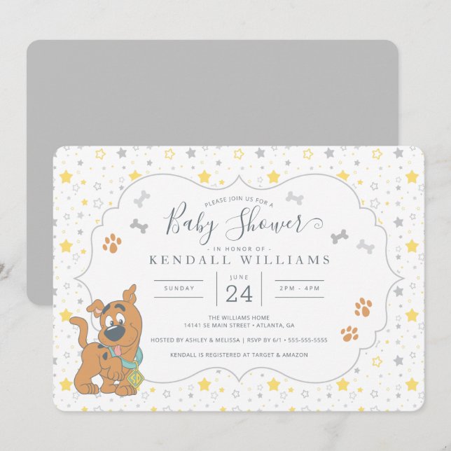 Invitación a Baby Shower Scooby-Doo (Anverso / Reverso)