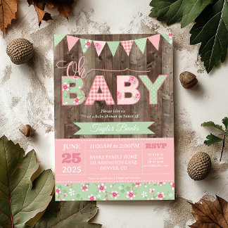 Invitación a Baby Shower, Shabby Chic Baby Shower