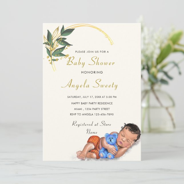 Invitación a Baby Shower silenciosa (Anverso de pie)