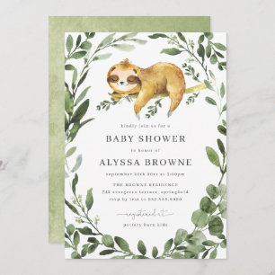 Invitación a Baby Shower Sleepy Sloth