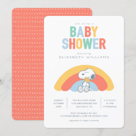 Invitación a Baby Shower Snoopy & Woodstock Rainbo