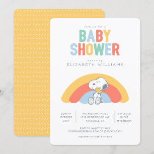 Invitación a Baby Shower Snoopy & Woodstock Rainbo