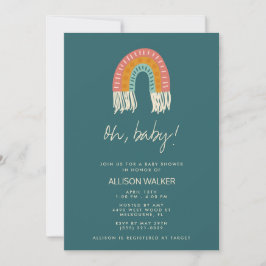 Invitación a Baby Shower sobre el arco iris del Bo