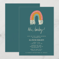 Invitación a Baby Shower sobre el arco iris del Bo