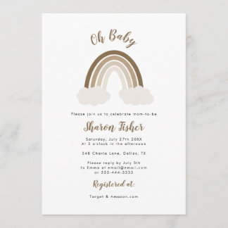 Invitación a Baby Shower sobre el arco iris neutra