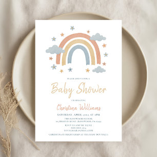 Invitación a Baby Shower sobre el arco iris neutra