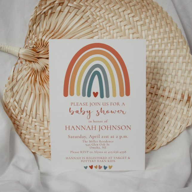 Invitación a Baby Shower sobre el arcoiris neutral (Rainbow Baby Shower Invitation, Gender Neutral )