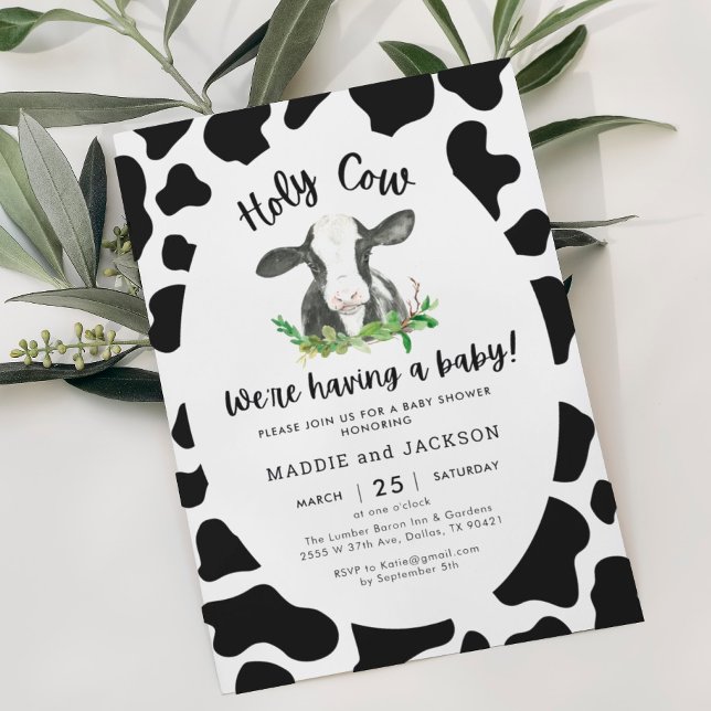Invitación a Baby Shower sobre el tema de Holy Cow (Subido por el creador)