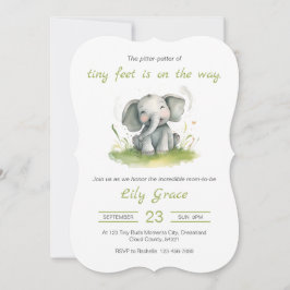 Invitación a Baby Shower sobre el tema del elefant