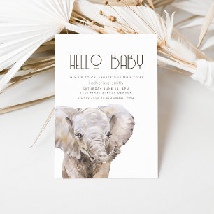 Invitación a Baby Shower sobre el tema del elefant